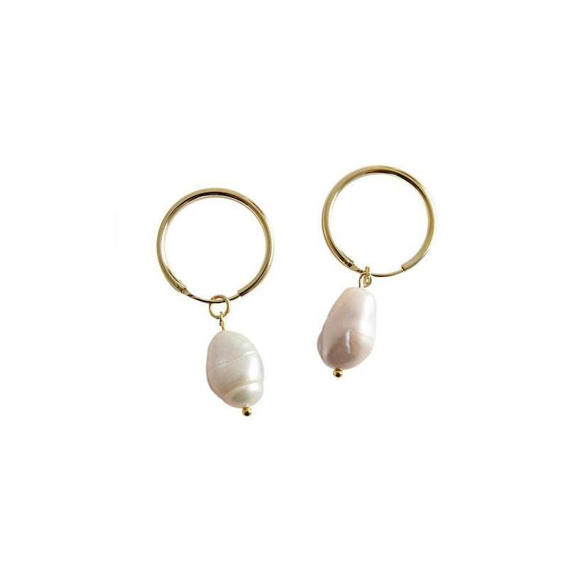 Evie Pearl Hoop Earrings - Eschati Jewellery