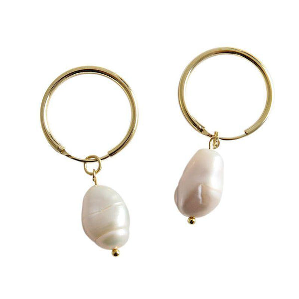 Evie Pearl Hoop Earrings - Eschati Jewellery