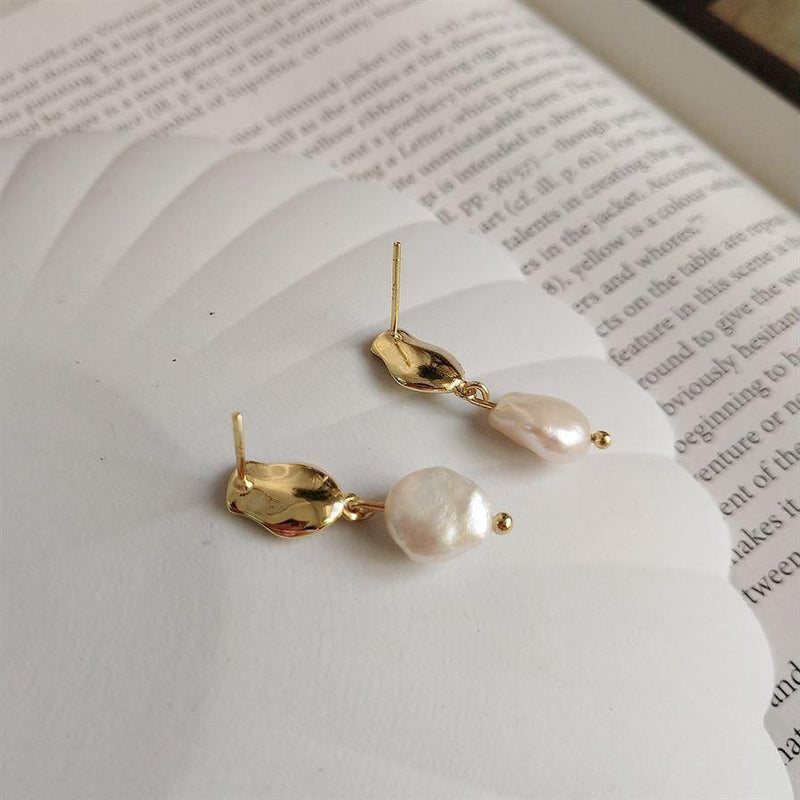 Lola Pearl Drop Gold Earrings - Eschati Jewellery