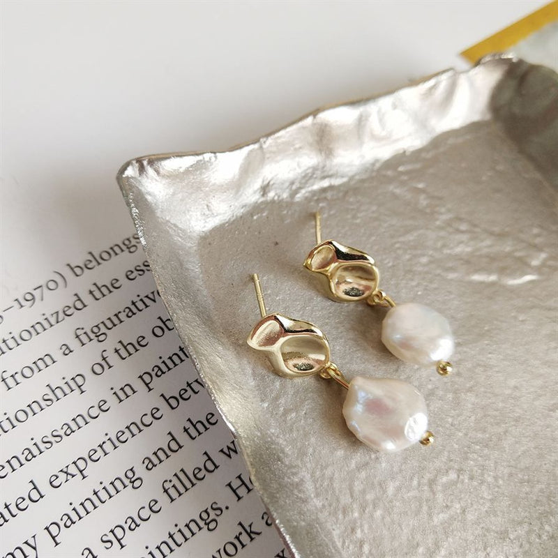 Lola Pearl Drop Gold Earrings